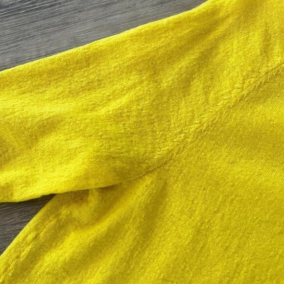 Anthropologie Moth Yellow Merino Wool V neck Sweater Size Small - Picture 4 of 11